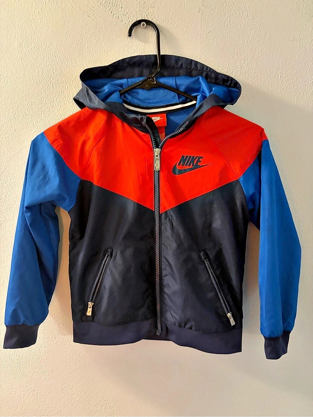 Nike Colorblock Windbreaker Jacket Color Block Hooded Jacket Boys Sz 7